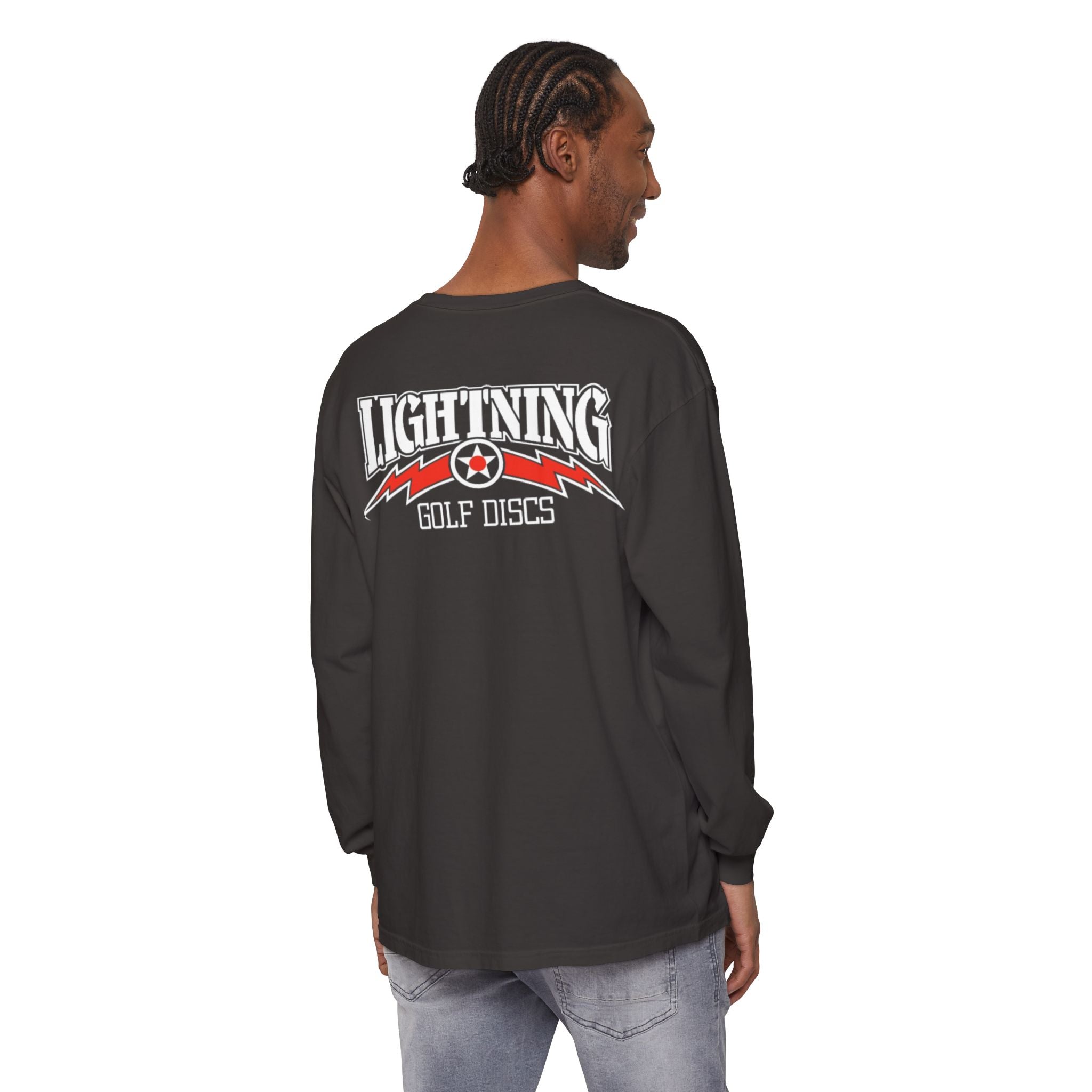 Lightning Golf Discs Original (OG) Logo Unisex Garment-dyed Long Sleeve Disc Golf T-Shirt