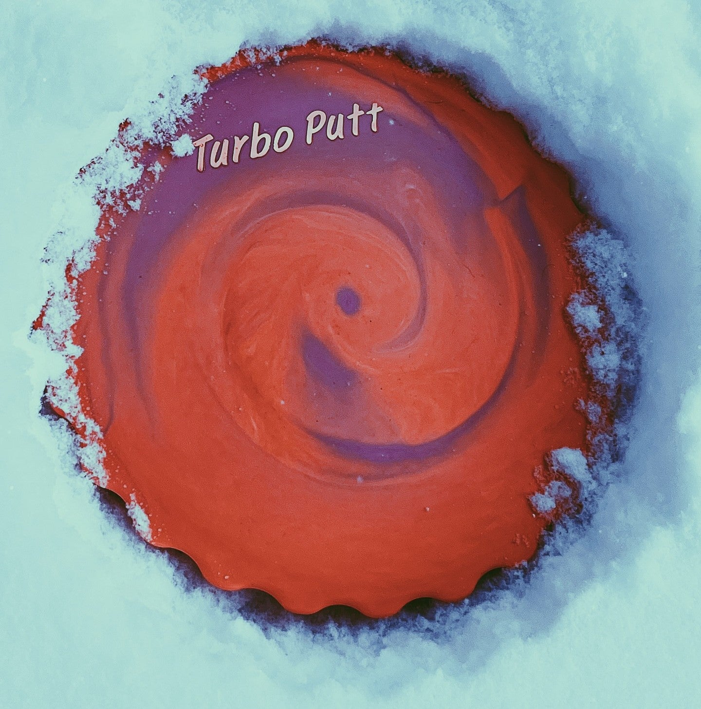 Quest Applied Technologies Turbo Putter disc golf disc manufactured by Lightning Discs, featuring a unique grooved thumb track design for push-style putting and a bold, futuristic stamp on the flight plate.