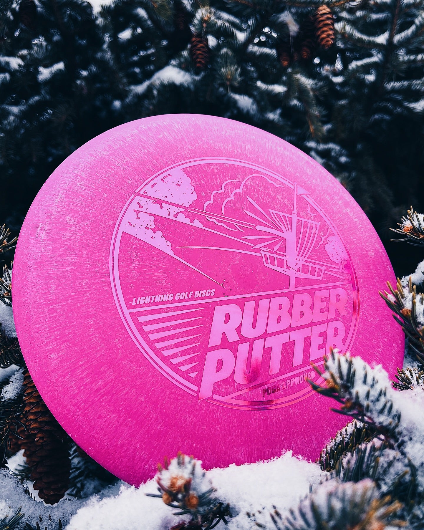 Sure Grip Rubber Putter by Lightning Discs, made from a pliable rubber material that absorbs chain impact and offers a grippy, controlled release for putts and short approaches.
