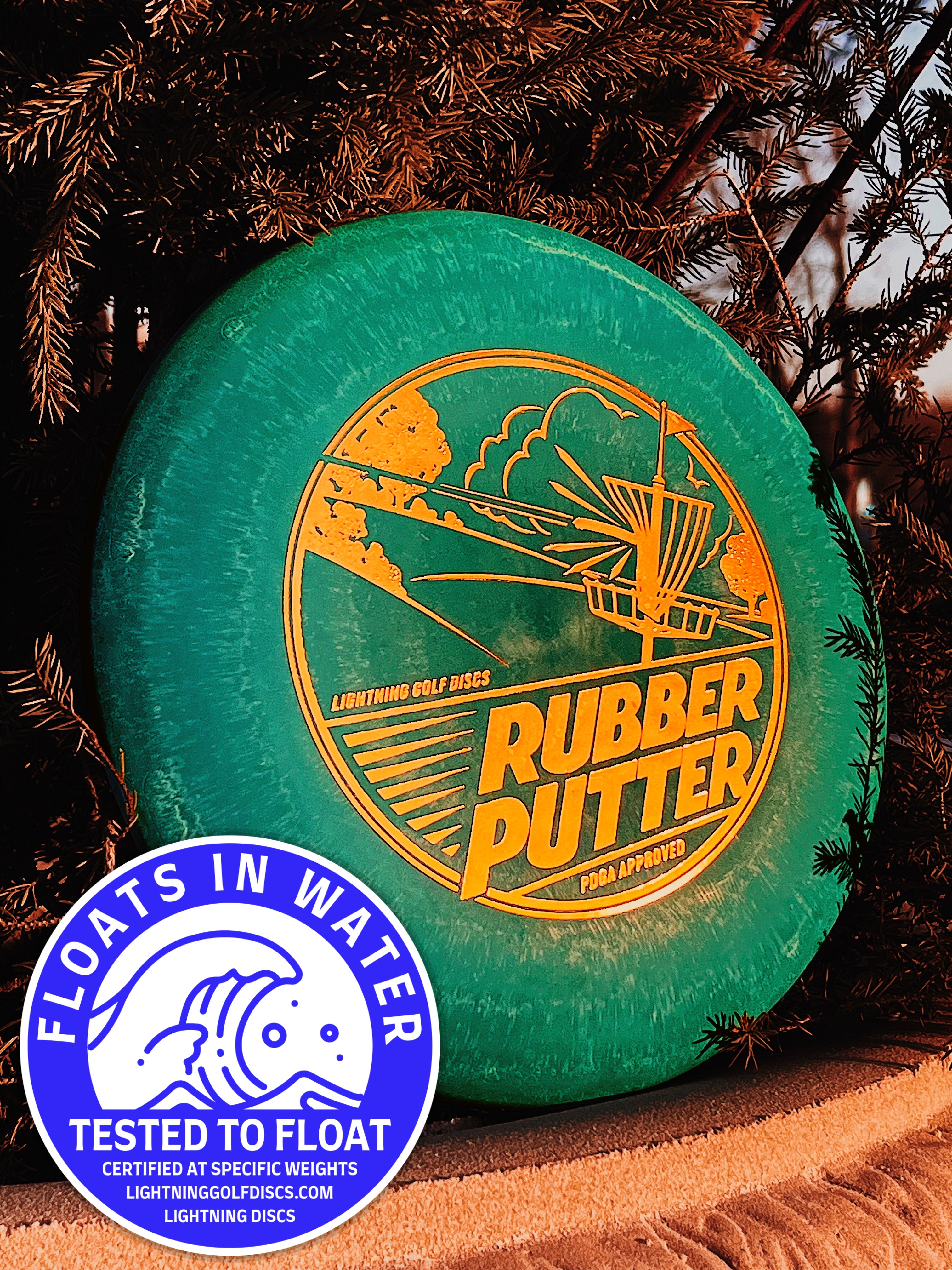 Lightning Discs Sure Grip Rubber Putter, a soft, flexible putter with a rounded edge and tacky rubber blend, designed for confident grip and straight, consistent putts.